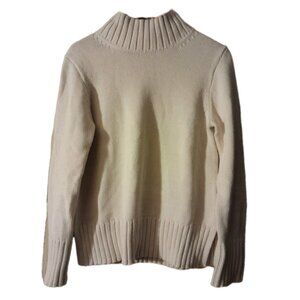 J Crew Womens Cotton Slouchy Warm Mock Neck Sweater Heavyweight XS Cream
